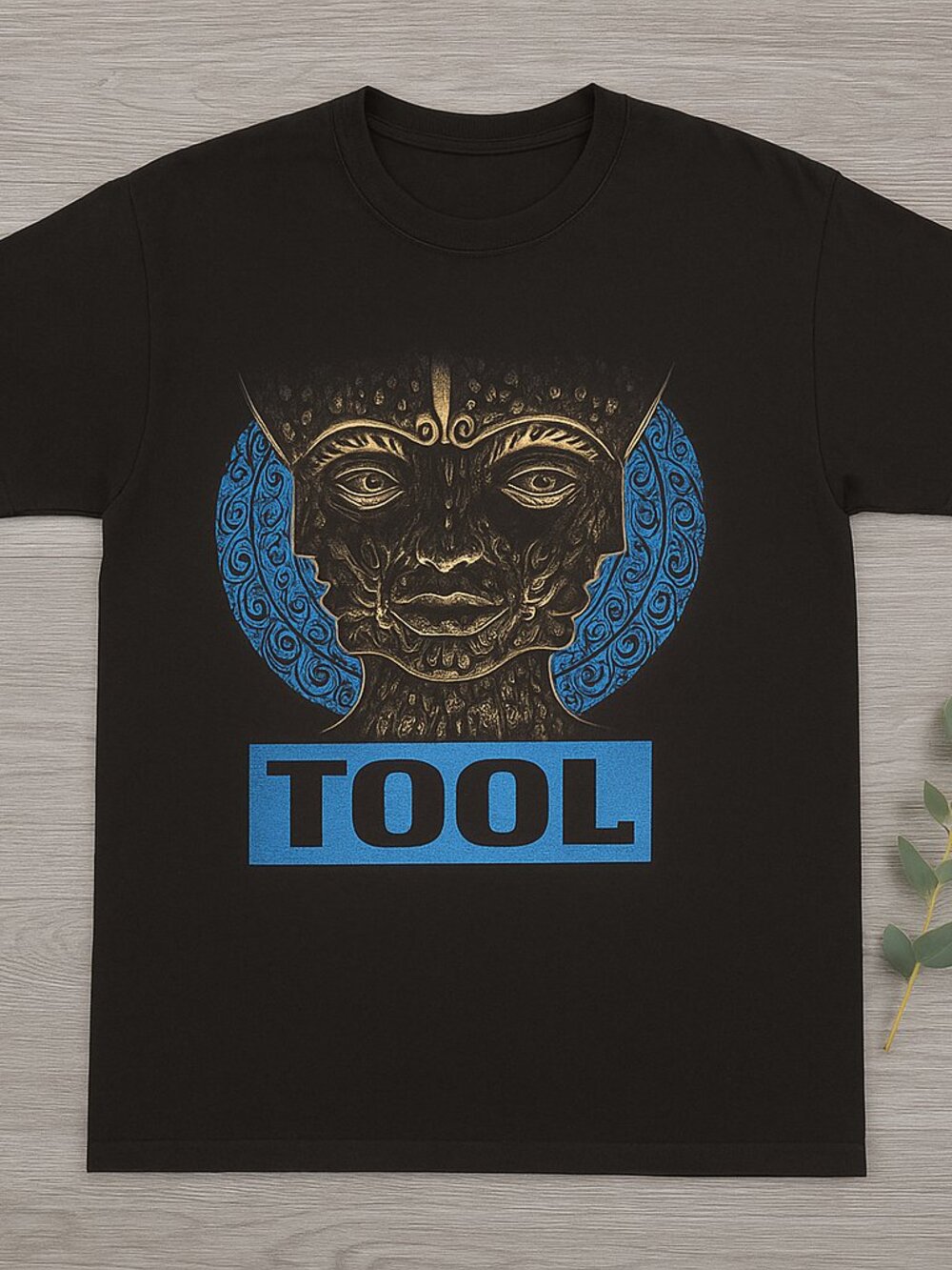 Black Progressive Rock Graphic Tee Ornate Mystical Face Band Style Shirt